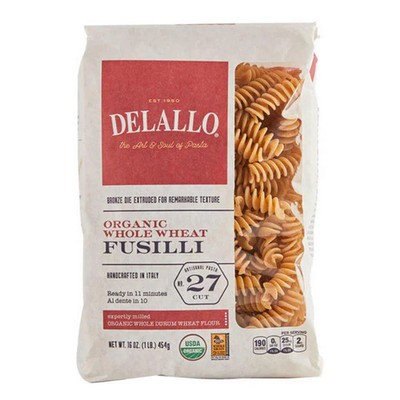 Organic Whole Wheat Pasta Fusilli No 27 16 Oz (Case of 8) By Delallo