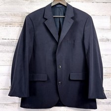 Lands End Blazer Men 42 Reg Navy Blue Wool Blend Stretch Two Button Corpcore