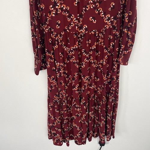 Toast Ume Dress Floral Tiered Shirt Red Midi Sz 10 Pockets Floaty Crepe Viscose - Picture 14 of 14