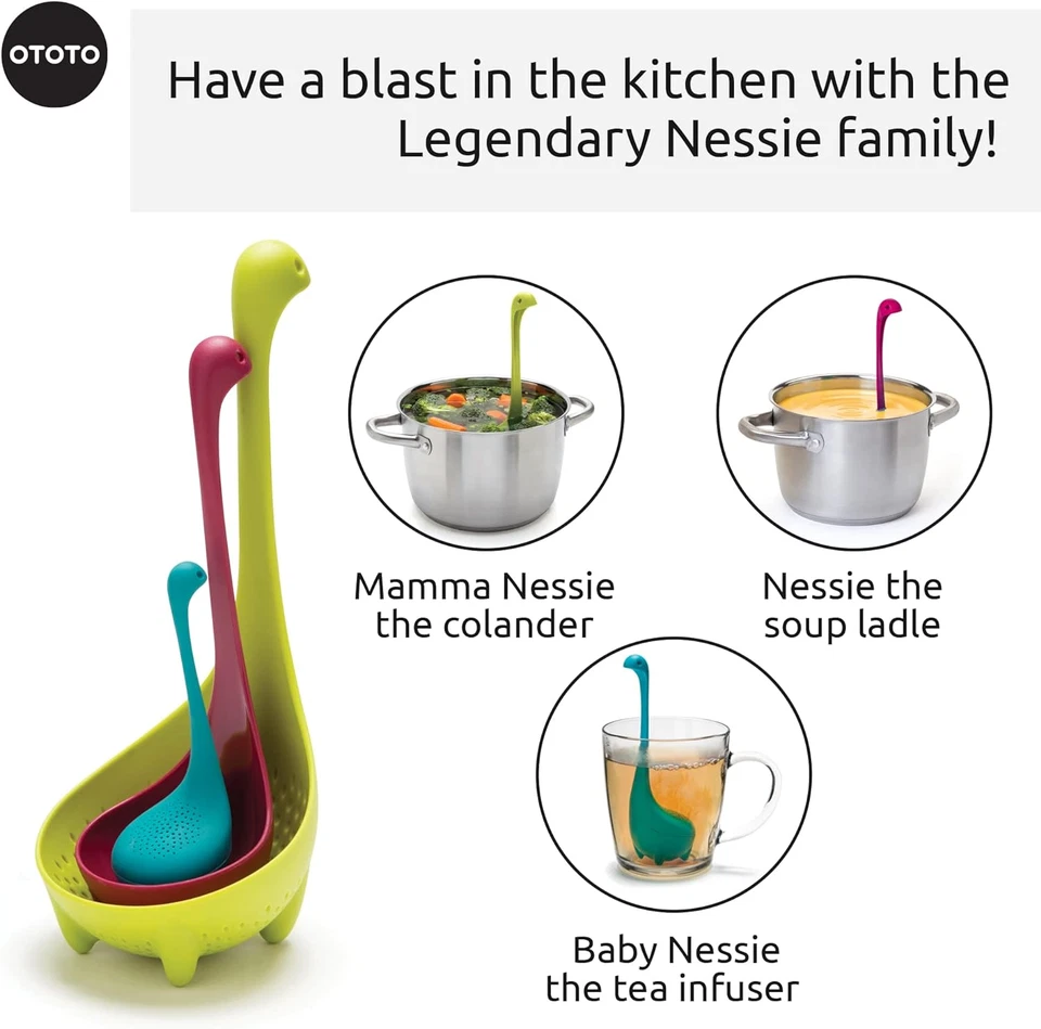 The Nessie Family de OTOTO - Pack de 3 infusores de té, cucharón de sopa y colador - C Foto 3 de 4