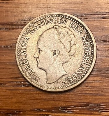 Vintage 1921 Netherlands 1/2 Gulden, Obsolete Queen Wilhelmina Silver Coin