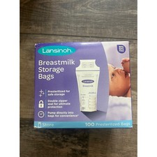 Lansinoh Breastmilk Storage Bags 100 Ct Presterilized BPA BPS Free Double Zipper