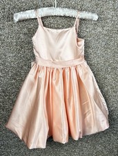Satin Peach Flower Girl Dresses Bridesmaid Wedding Birthday Pageant Sz 4 Bow