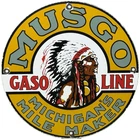 VINTAGE MUSGO GASOLINE PORCELAIN SIGN GAS STATION PUMP MOTOR OIL SERVICE