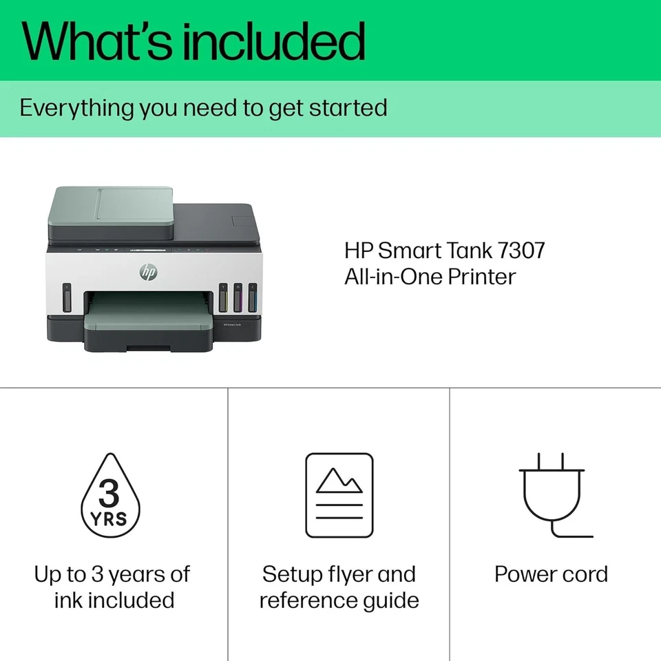 HP Smart Tank 7307 All in One Colour Printer Wireless 2-Sided Print Scan Copy - Image 3 of 4