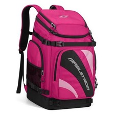 Ski Boot Bag,55L Large Ski Boots Travel Backpack for Men Rose Red