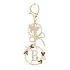 Gold Heart Initial Letter Keychain for Women Key chain Keyring for Circle B