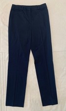 ESCADA SPORT Women's Modern Navy Blue Pants Size 38 Flat Front Taper Leg cotton
