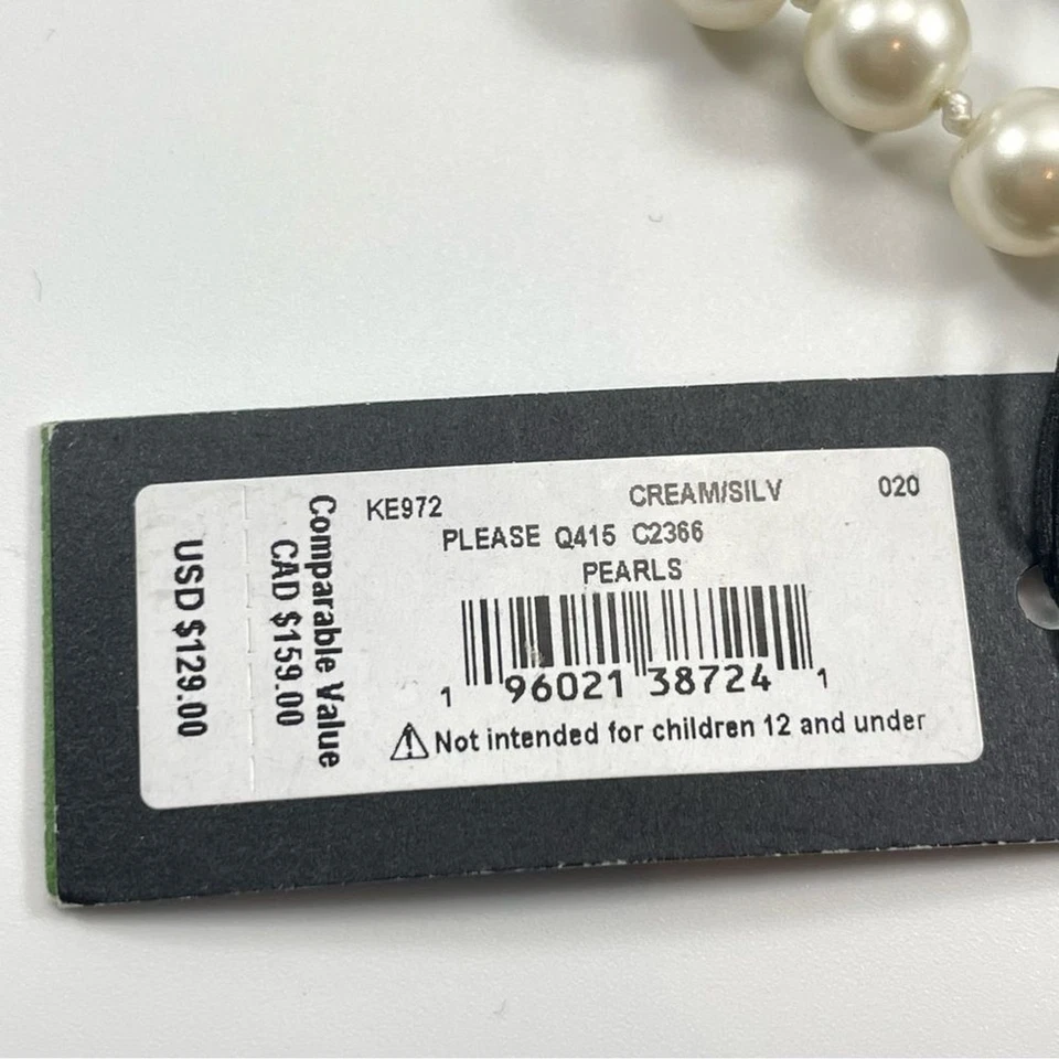 Novo Colar Declaração Kate Spade Vidro Creme/Prata Pérola Atada - Imagem 3 de 4