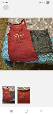 Aéropostale Women's Logo Tank & Shorts Set Red Gray Size L/G Stretch Drawstring