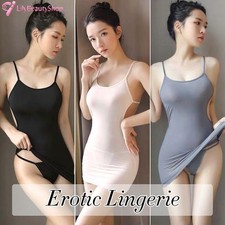 Women Sexy Semi Sheer Mini Dress Backless Bodycon Nightdress Sleepwear +Gstring