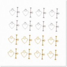 200 Heart Toggle Clasps for Jewelry Making in Gold and Silver