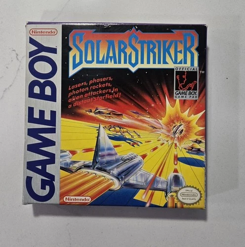 Nintendo Gameboy 1990 Solar Striker Cartridge and Case In Original Box