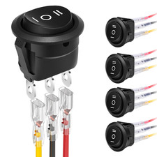 12 Volt 3 Way Round Rocker Switch,3 Position ON/Off/ON Rocker Switch,3 Pin 6A/2