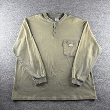 Rasco FR Henley Shirt Men 3XL Green Flame Resistant Long Sleeve CAT 2 NFPA 2112