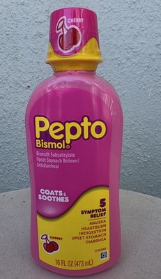 Eine Flasche original Cherry Pepto Bismol Kirsche 473 ml aus USA 