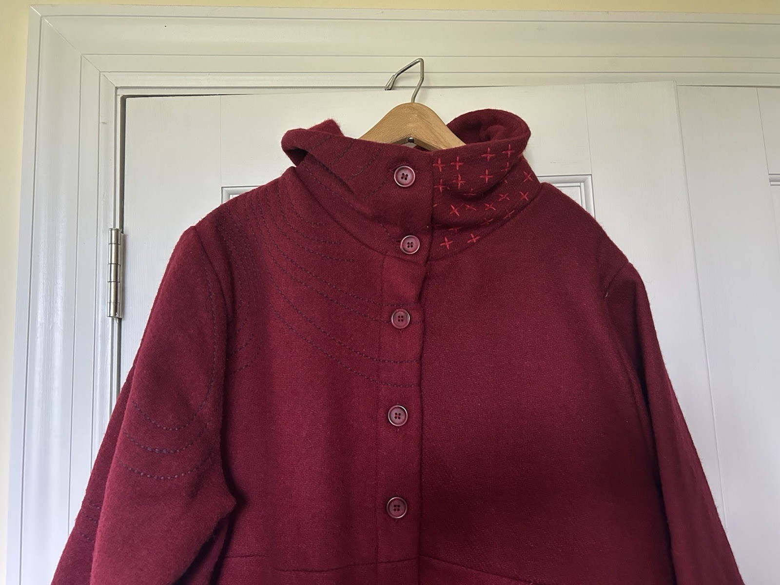 Gudrun Sjoden Wool Blend Embroidered Coat XL - image 4
