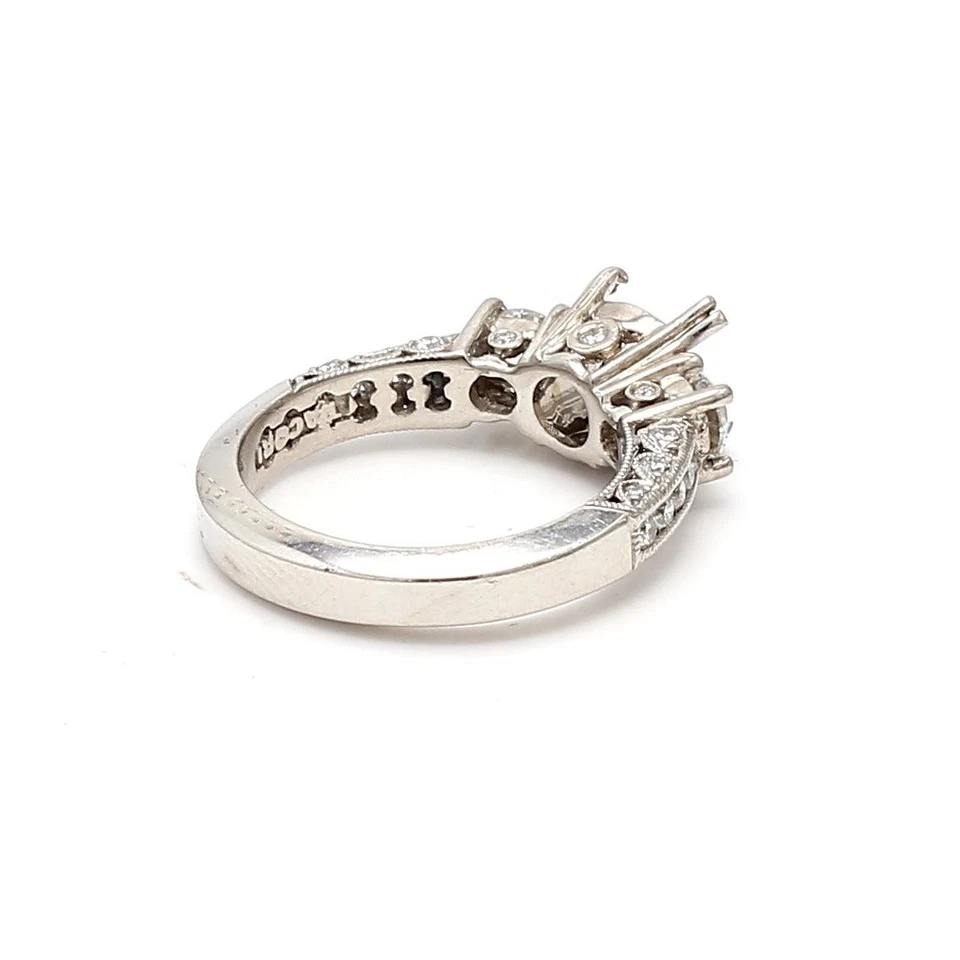 Anillo Tacori 1,34 quilates redondo brillante F VS1 diamante platino semi montaje Foto 4 de 4