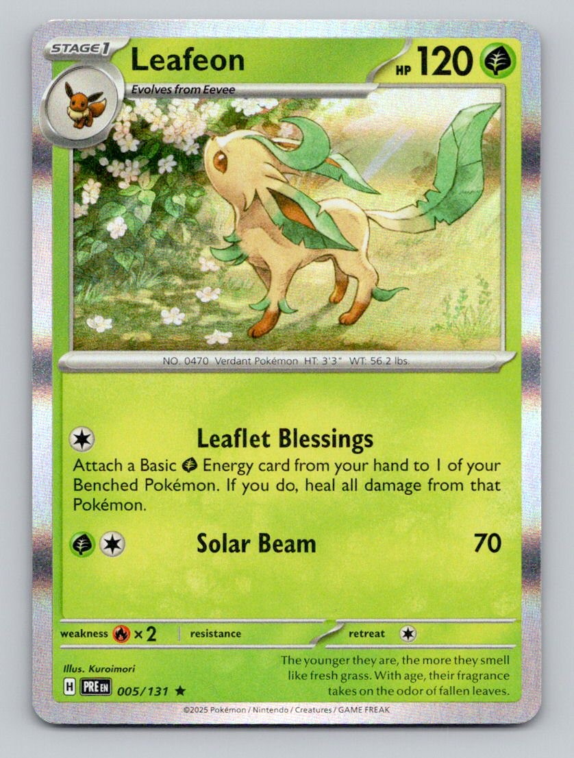 Leafeon 005/131 Rare Prismatic Evolutions Pokemon Holo Near Mint