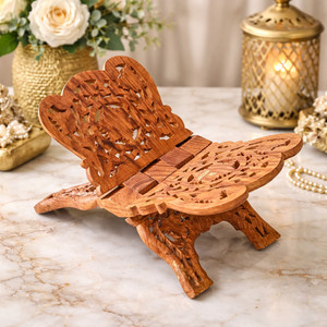 Hand-Carved Wooden Folding Book Stand– Decorative Book Holder