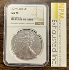 2019 $1 American Silver Eagle NGC MS70 Brown Label