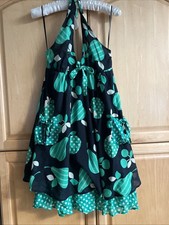 Eva franco Anthropologie dress size 8 silk/cotton St. Patrick's Green/Black