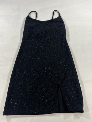 Windsor Junior s Black Shimmer Mini Dress With Slit, Size L