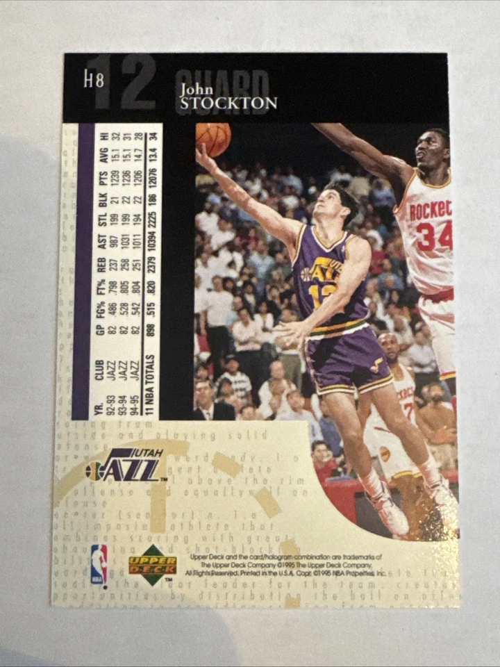 John Stockton 1995-96 Upper Deck Utah Jazz Hologram Basketball Card #H8 HOF - Image 2 of 4