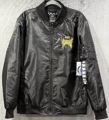 Rebel Vengeance Men s Bomber Puffer Jacket Italian Art Sz. S NEW BLACK