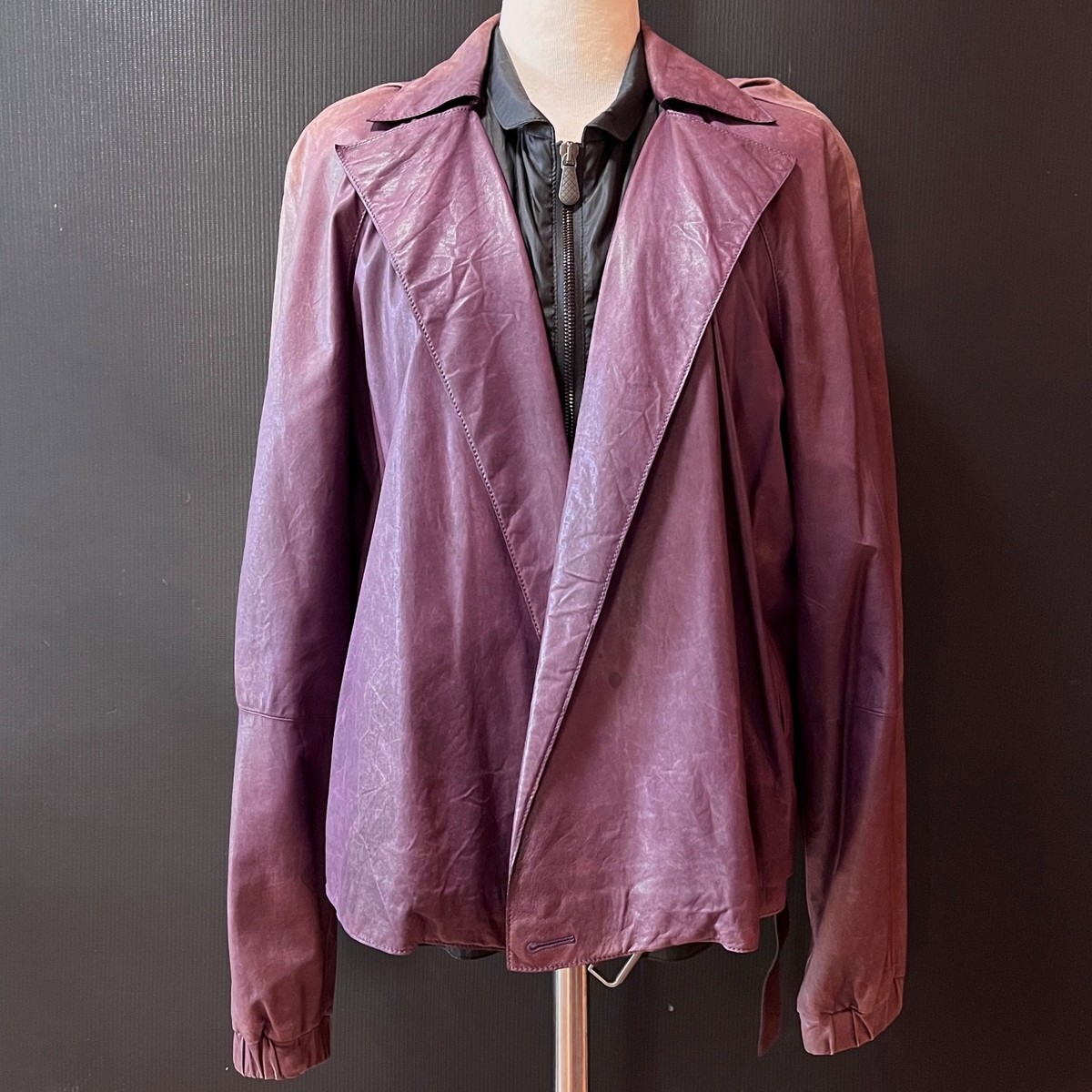 00s Bottega Veneta Structured Leather Jacket Silk Lining IT38 