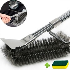 Grill Brush, Grill Brush and Scraper, Grill Brush with Extra Strong Long Handle