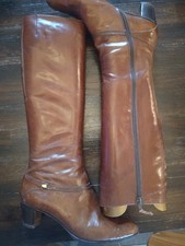 Salvatore Ferragamo Size 9.5B Brown Leather Carla High Boots