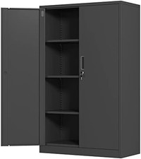 Metal Storage Cabinet with Locking Doors and 3 Adjustable Shelves, 53