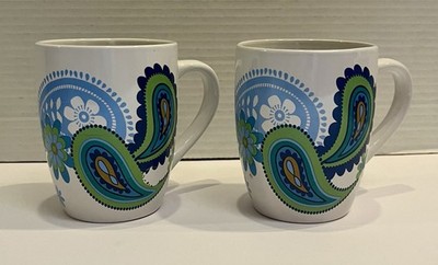 Royal Norfolk Mugs Coffee Cups X2 Paisley,Groovy Gift, Ceramic,Replacement 12oz