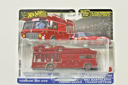 Modellino Ferrari 250 GTO Fiat 642 Hot Wheels Team Transport Con Ferrari 250 GTO E Camion Fiat 642 RN2 - Modellini In Scala 1:64, Nuovo 2025 Hot Wheel Ferrari Collection