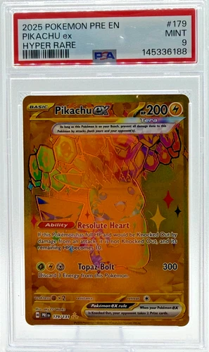 2025 POKEMON PRE EN-PRISMATIC EVOLUTIONS HYPER RARE #179 PIKACHU EX PSA 9