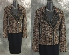 BEAUTIFUL St John jacket black tan multi suit blazer size 8