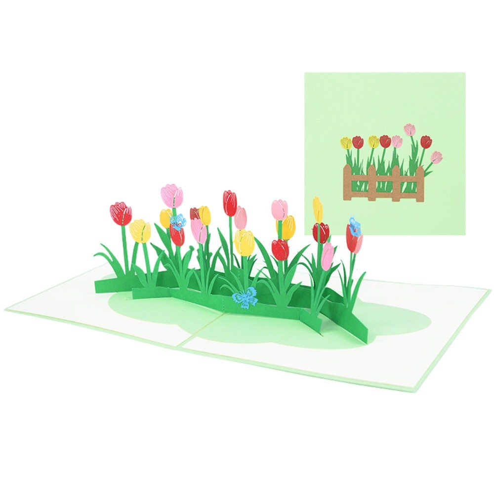 Colorful Tulip 3D Pop Up Greeting Card - Mother's Day Get Well Thank You