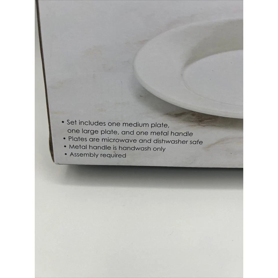Tahari 2 Tier Porcelain Dessert Fruit Stand 10" White Kitchen Counter Serveware - Image 4 of 4