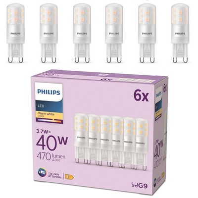 6er Set PHILIPS LED G9 Kapsel 3,7W = 40W 470lm 2700K extra warmweiß