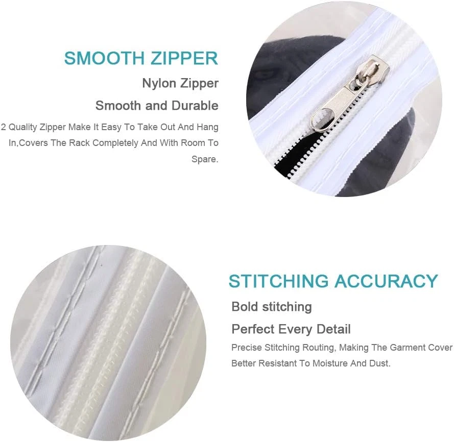 Copertura Trasparente per Appendiabiti Antipolvere Con 2 Cerniere Durevoli/Prote - Immagine 3 di 4