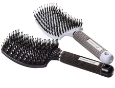 Boar Bristle Hair Brush set – Curved and Vented for Wet and Dry Detangling Hai