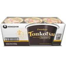 Nongshim Tonkotsu Ramen with Kuromayu Noodle Big Bowl, 3.56 Ounce (Pack of 6)