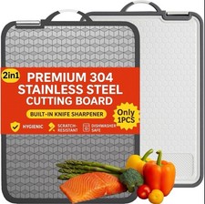 Stainless Steel Chopping Board Double-Sided Cutting Board With Knife Sharpener