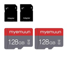 Two Pack Memory Cards TF Card 128GB with Adapter, C10 U3 UHS-1 A1, for Smartp...