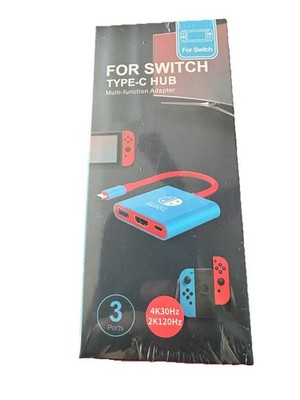 Multi-Function USB-C Hub Adapter Blue Red for Switch, Steam, MacBook, HDMI