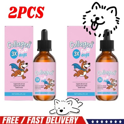 2PC Collagen 3X Drops   Advanced Skin, Coat & Joint Support Formula forDog