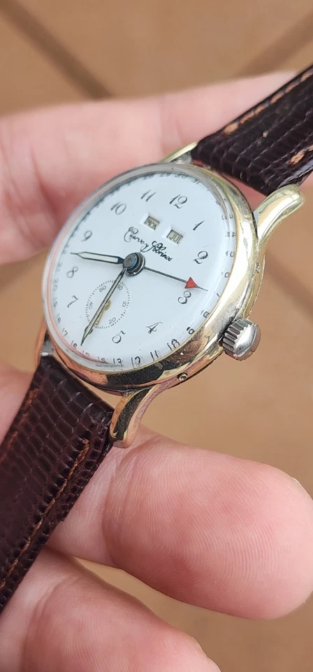 Ультра РЕДКИЕ мужские часы Cuervo Y Sobrinos календарь с тремя датами нержавеющая сталь 34 мм - Изображение 4 из 4