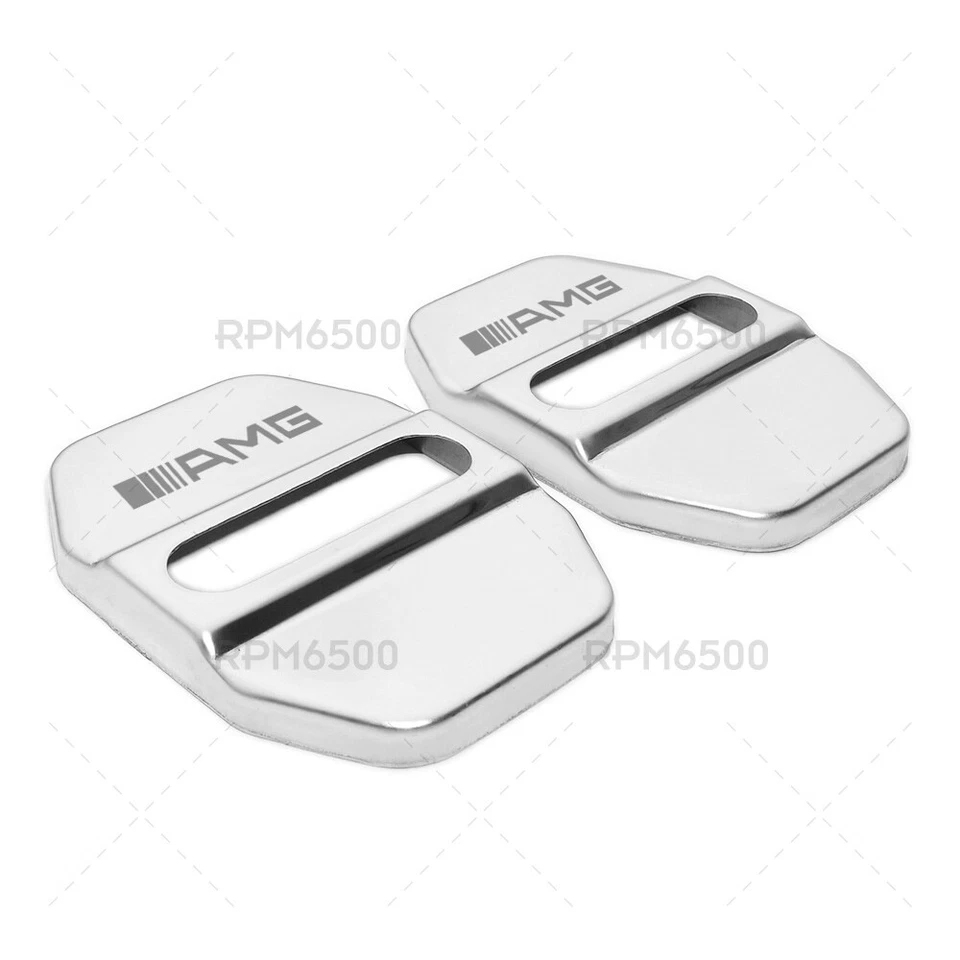2pcs Stainless Steel Door Striker Cover Lock Buckle Cap For Mercedes-Benz AMG - Изображение 2 из 4