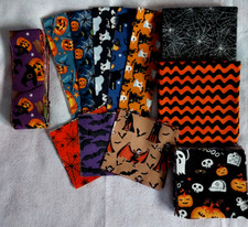 HALLOWEEN Cotton Fabric - 2.5 inch strips, 5 inch squares, fabric by the yard